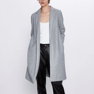 Zara light grey coat with lapel collar